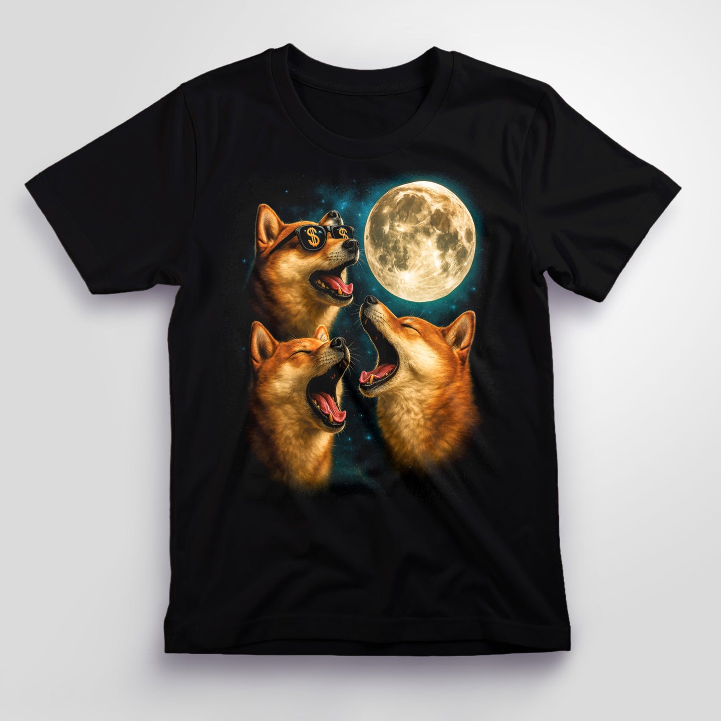 Three Shibas and the Moon T-Shirt, Unisex