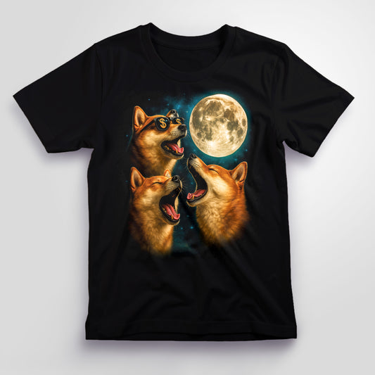 Three Shibas and the Moon T-Shirt, Unisex